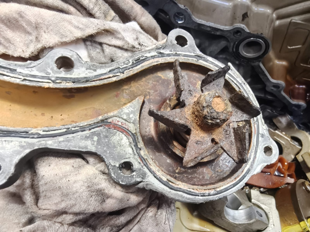 Badly corroded water pump impeller removed from a car at Hon Win Motor