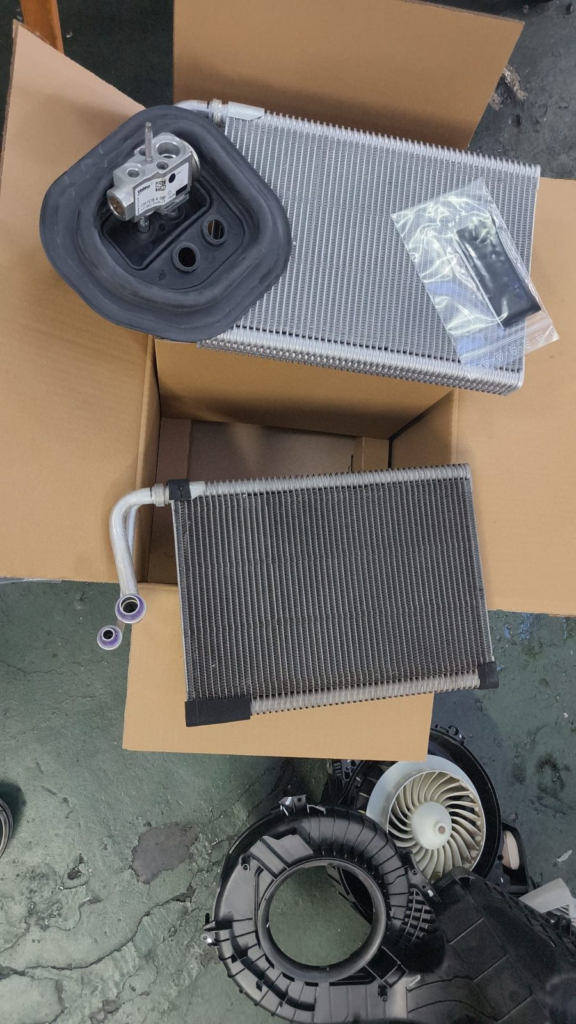 New cooling coil and expansion valve ready to be fitted at Hon Win Motor